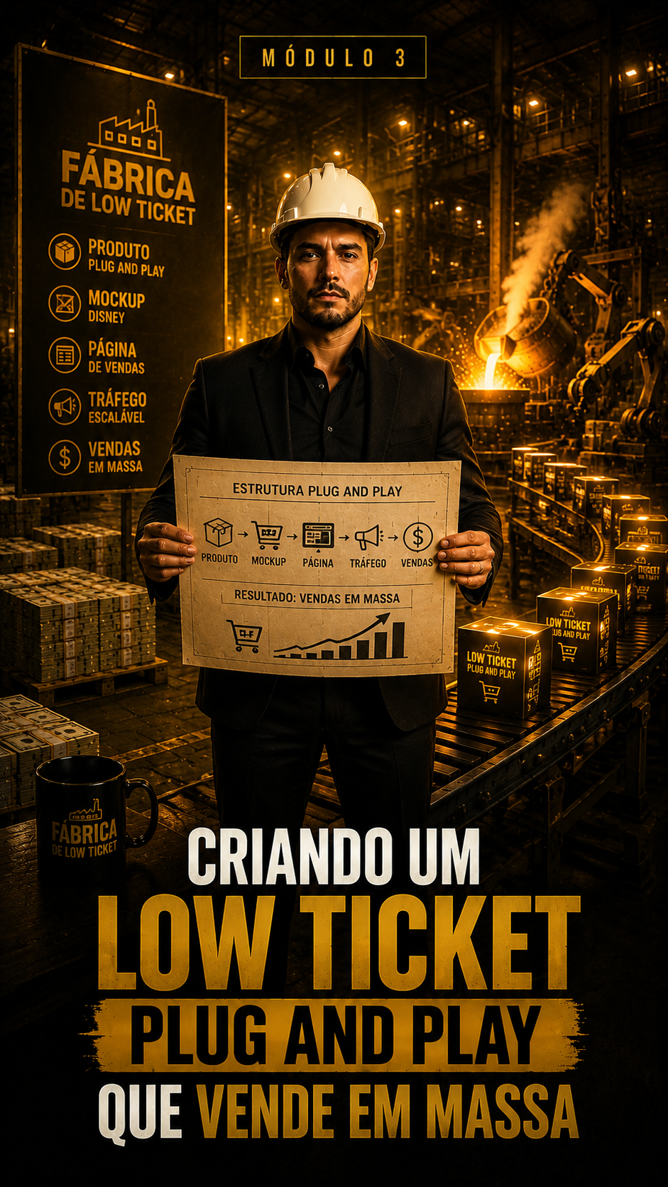Capa do Módulo 3 — Criando um Low Ticket Plug and Play que vende em massa